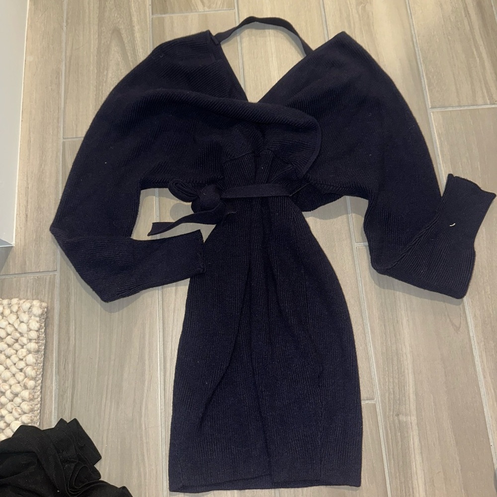 Elegant Navy Blue Wrap Dress